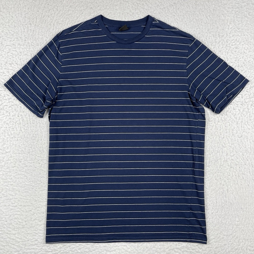 Oakley Shirt Mens XL Navy Blue White Striped‎ Regular Fit Short Sleeve Crew Neck